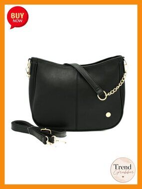 Vegan Leather Saddle Crossbody Bag with Two Straps